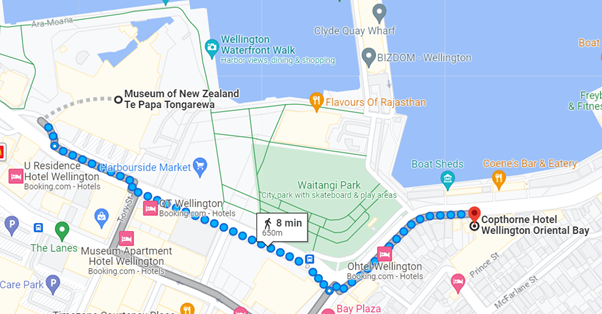 Map Copthorne to Te Papa